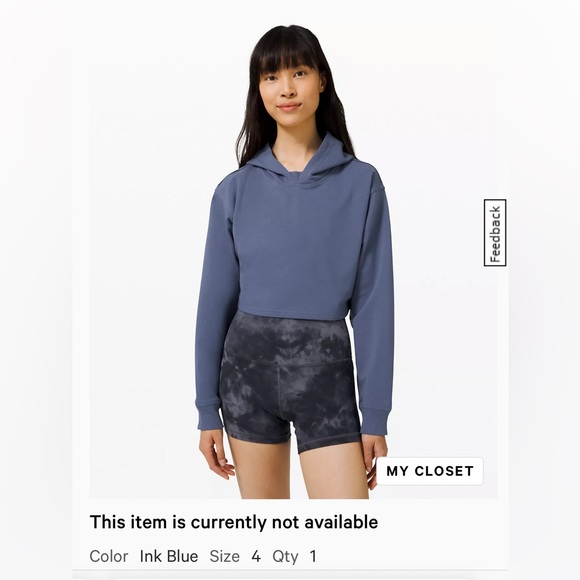Lululemon all yours cropped hoodie ink blue size 4 - Picture 1 of 1